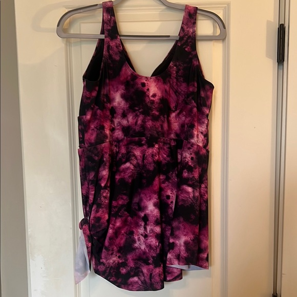 Torrid Pink and Black Tie-Dye Swimdress - Picture 3 of 6